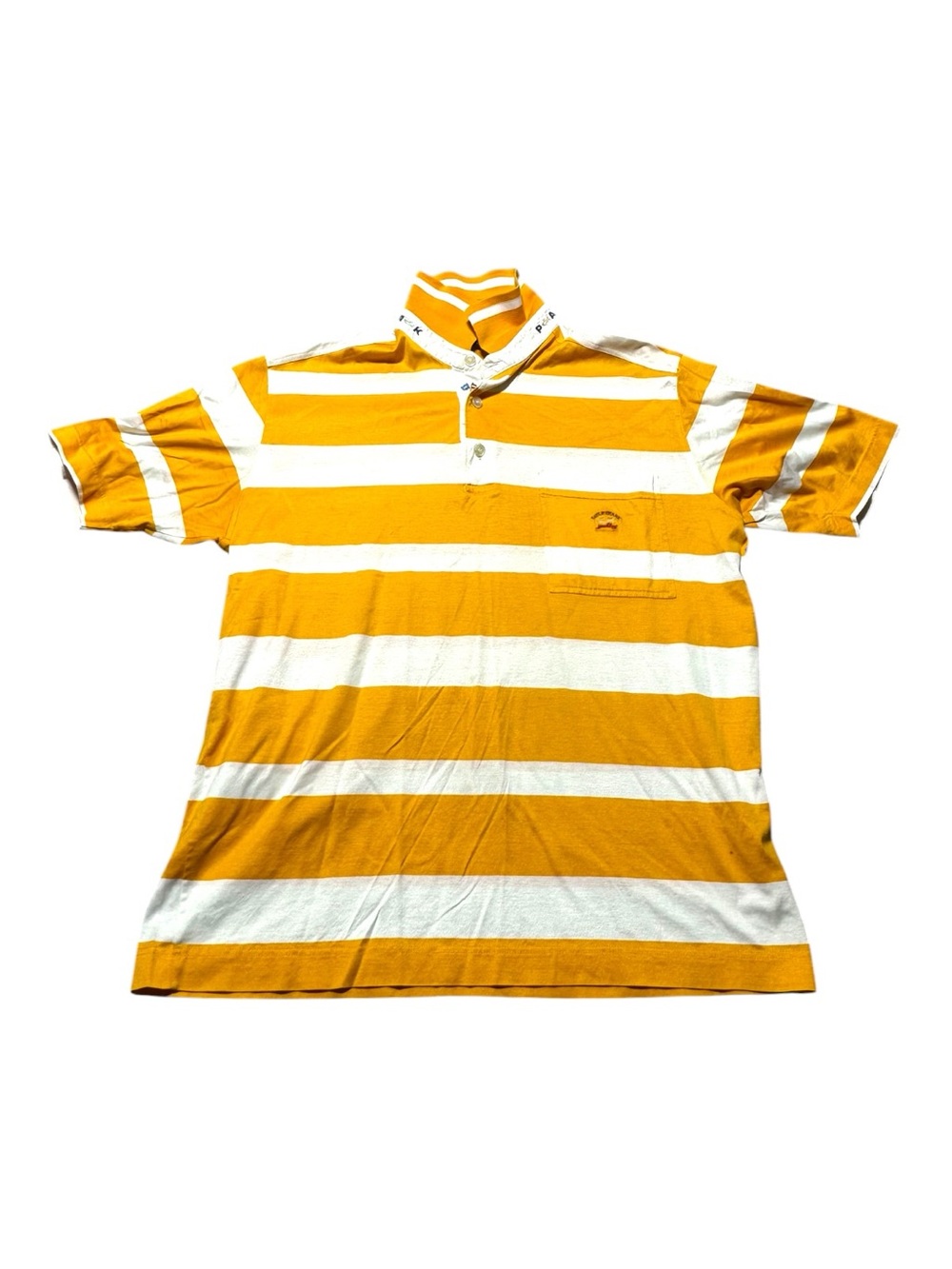 Paul & Shark Yellow and White Striped Polo Mens XL yachting preppy